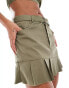 Missyempire pleated hem mini skirt co-ord in khaki