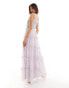 Beaaut Bridesmaid embellished maxi square neck dress with ruffle skirt in lilac