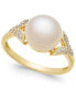 ფოტო #1 პროდუქტის Cultured Freshwater Pearl (9mm) & Diamond Accent Ring in 14k Gold