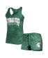 Women's Green Michigan State Spartans Billboard Tie-Dye Tank and Shorts Sleep Set