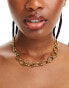 ASOS DESIGN waterproof stainless steel necklace with mixed link chain design in gold tone