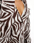 South Beach oversized zebra print beach shirt co-ord in brown