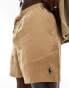 Polo Ralph Lauren Prepsters icon logo linen shorts in khaki tan CO-ORD