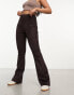 Фото #4 товара River Island suedette bootleg trouser in dark brown