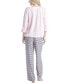 Фото #2 товара Women's 3/4 Sleeve Top & Boot-Cut Pajama Pants Set