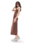 New Look slinky racer midi dress in dark brown