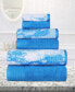 Quick Drying Cotton Solid and Marble Effect 6 Piece Towel Set