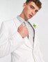 ASOS DESIGN skinny white on white tuxedo suit jacket with shawl collar