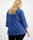 Plus Size Split-Neck 3/4-Sleeve Tunic Top