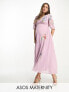 Фото #1 товара Hope & Ivy Maternity plunge front embroidered maxi dress in lilac