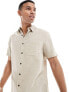 Farah jacquard cotton short sleeve shirt in beige