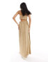 4th & Reckless textured bandeau cut out side maxi dress in light brown