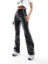 Фото #5 товара Hollister faux leather flared trouser in black