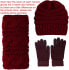 Фото #11 товара LYworld Winter Scarf Knitted Hat Combi Set Knitted Beanie Gloves Women's Scarf Hat Gloves Set Knitted Gift Set Touchscreen Gloves