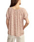 Women's Notched Short-Sleeve Peasant Top