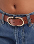 Vero Moda half moon gold buckle belt in tan