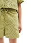 IIsla & Bird longer line broderie beach short in pine garden green