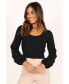 Womens Daphne Crewneck Bubble Sleeve Knit Sweater