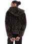 Фото #4 товара Stradivarius STR faux fur zip up hooded bomber jacket in leopard print