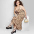 Фото #1 товара Women's High-Low Hem Chiffon Dress - Wild Fable Cognac Tiger Print XXL