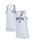 Women's White Los Angeles Dodgers Sequin Pinstripe Racerback Tank Top