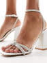 Be Mine Abina embellished sandals in ivory satin