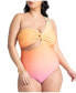 Plus Size One Strap Cutout Detail One Piece - 20, Sunset
