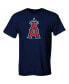 ფოტო #1 პროდუქტის Los Angeles Angels Big Boys Distressed Logo T-shirt - Navy Blue