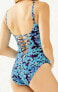Lilly Pulitzer Womens 189043 Isle Lattice Bright Navy One Piece Swimsuit Size 0