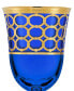 Cobalt Blue Red Wine Goblet with Gold-Tone Rings, Set of 4