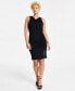 Women's Drape-Neck Ruch-Front Sleeveless Dress, Created for Macy's Черный, L - фото #1