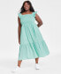Фото #1 товара Plus Size Woven Solid Smocked Ruffled Midi Dress, Created for Macy's