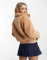 Фото #4 товара Abercrombie & Fitch sherpa mock neck jacket in beige