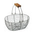 Fruit Bowl Versa Grey Oval Metal Wood Steel (18 x 9,5 x 23,5 cm)