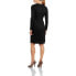 Introspect Women's Black Long Sleeve V-Neck Twist Front Sheath Dress Small S