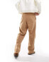 ASOS DESIGN relaxed pull on linen trouser in washed tan