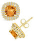 ფოტო #1 პროდუქტის Citrine (1-3/4 ct. t.w.) and Diamond (3/8 ct. t.w.) Halo Stud Earrings in 14K Yellow Gold