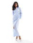 ASOS DESIGN zip through maxi shirt dress in blue and white stripe Серый, 32 - фото #1