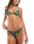 Фото #2 товара Weekday Sway triangle bikini top with wave print in green exclusive to ASOS