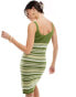 JDY knitted stripe dress in khaki