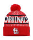 ფოტო #3 პროდუქტის Men's Red St. Louis Cardinals Striped Cuffed Knit Hat with Pom