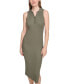 ფოტო #4 პროდუქტის Women's Sleeveless Ribbed Polo Midi Dress