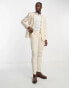 ASOS DESIGN wedding skinny suit trouser in linen mix in gingham in camel W28 L32 - фото #8