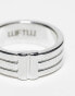 WTFW engraved line band ring in silver