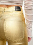 Stradivarius metallic high waist jean in brushed gold