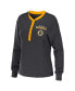 Фото #3 товара Women's Charcoal Boston Bruins Waffle Henley Long Sleeve T-shirt