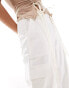 ONLY Petite linen mix loose fit cargo trouser in white