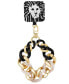ფოტო #1 პროდუქტის Women's Black and Ivory Acetate with Gold-Tone Alloy Chain Link Wrist Strap designed for Smart Phones
