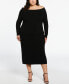 Фото #1 товара Plus Size Off-The-Shoulder Long Sleeve Sweater Dress