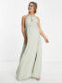 TFNC Maternity Bridesmaid strappy back halter neck dress in sage green US 10 - фото #8